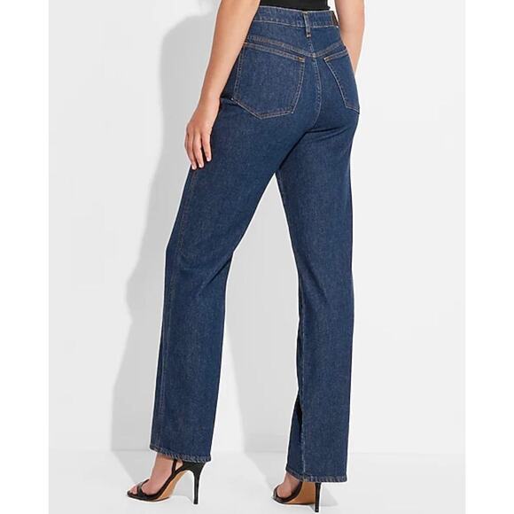 Express x Simon Spurr Super High Waisted Dark Indigo Straight Leg Jean - Picture 2 of 10